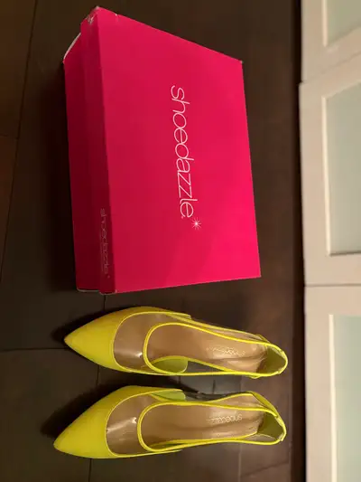 Shoe Dazzle Neon yellow heels, View more