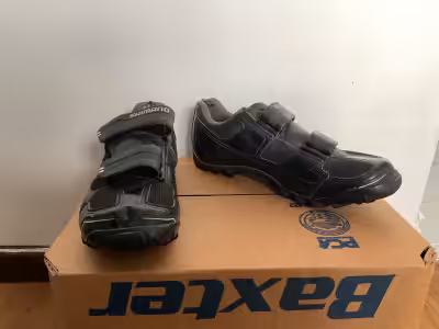 Shimano mountain bike shoes with SPD cleats. There’s just some wearing on the heel area, otherwise g...