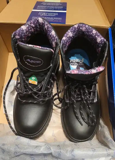 Certified Work Boots, ProLady SZ 7 Black Leather/Pink accent, View more
