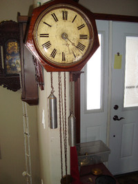EARLY CIRCA 1840 WOOD WALL CLOCK