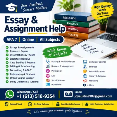 Essay & Assignment Help | APA 7 | Online | All Subjects, View more