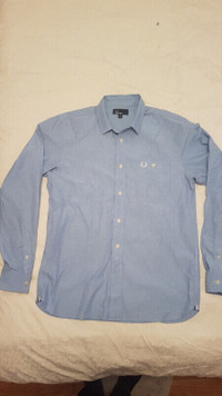 Fred Perry Blue Longsleeve Button Up Mod Scooter Lonsdale Punk