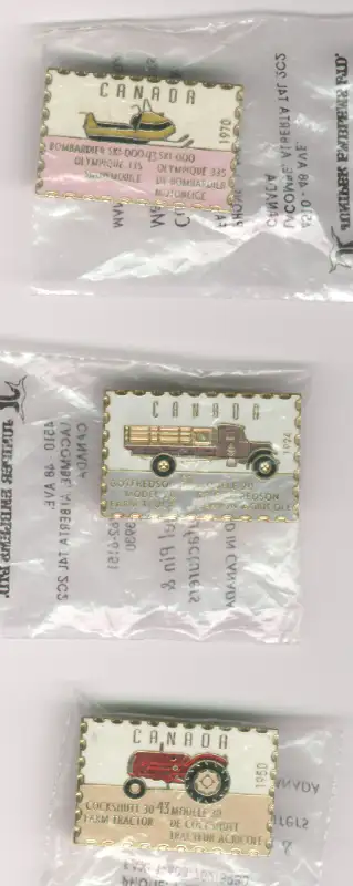 3 Stamp Pins Canada Transportation Ski-Doo Tractor, View more