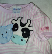 Absorba Baby Girls Farm Cow Pig Onesie Shirt Size 0-3 Months