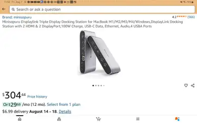 Minisopuru Displaylink Triple Display Docking Station for MacBoo, View more