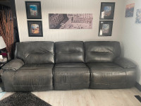 Gray Leather 5 piece couch