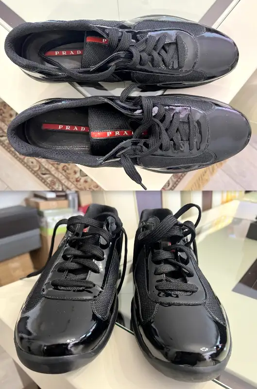 Prada Leather Americas Cup Original Sneakers Men's Size 12W! in Men's Shoes in Calgary - Image 3