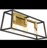Artika Carter 3 Light Vanity Light Fixture, Black and Gold
