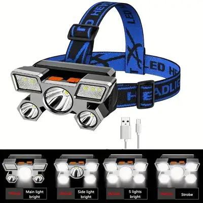 Rechargeable 5-LED Headlamp ON SALE, View more