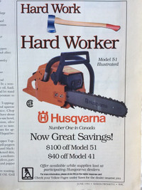 1994 Husqvarna Chainsaws Original Ad
