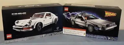 Lego new and sealed Porsche 911 and BTTF Delorean Time Machine, View more