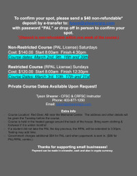 Non Restricted Course - For PAL License - March Courses