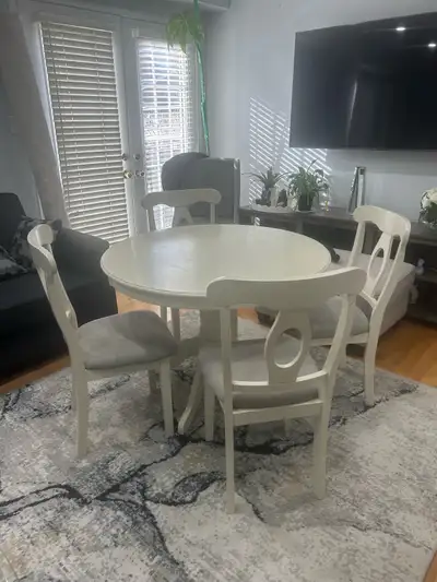 Ashley White Round Dining Table Set with 4 Chairs, View more