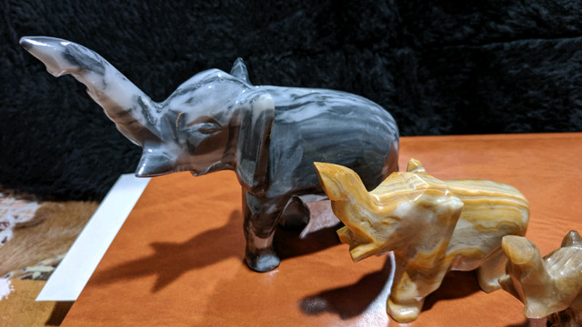 Onyx Elephant Collection of Four in Arts & Collectibles in Stratford - Image 3