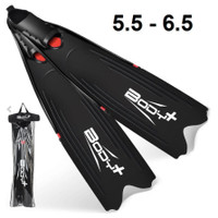 Long Angled-Blade Full Foot Fins, Scuba Fins- Size 5.5 - 6.5 US