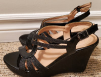 Black Sparkly Wedge Heel/Sandal