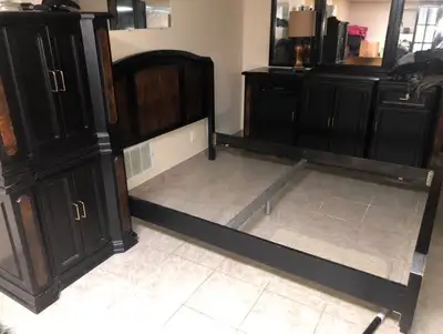 4 piece bed set - black wood , View more