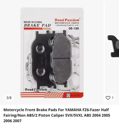 Brand new Road Passion motorcycle front brake pads designed for YAMAHA FZ6-Fazer Half Fairing/Non AB...