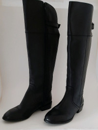 BLACK LEATHER TALL BOOTS - LADIES SIZE 6