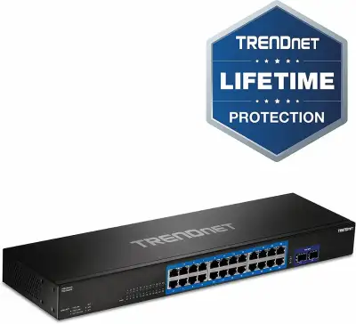 New TRENDnet 24-Port Gigabit Switch with 2 X 10G SFP+ Slots, View more