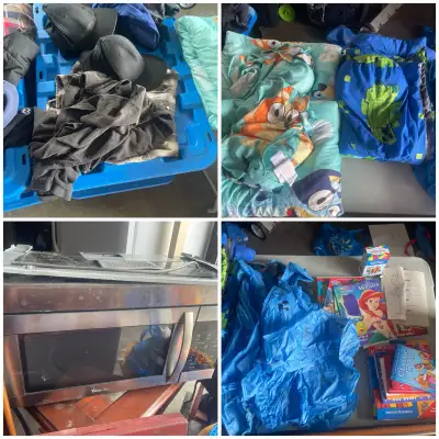 In the back alley - 3T - 6T boys clothes - Boys toys - Over the range microwave - Tent - Lift top co...
