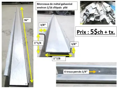 Fer plié en angle  galv. 1/16 d'épais, plié,  x96'' de long, View more