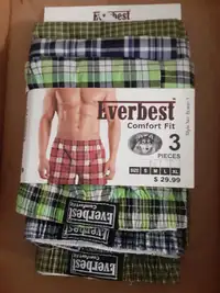 New - Everbest Men's Boxer Shorts - Medium - 3 pk - $15