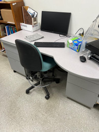 Desk with two filing drawers chair included