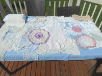 Vintage 41 Hand Crafted Crochet Tablecloth plus  Crochet Doilies