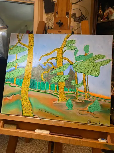 Abstract Forest, Original Oil Painting, Handmade Artwork , SIGNE, View more