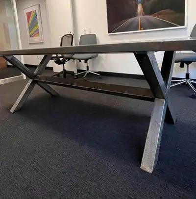 Custom Wood Table with Metal Base, View more