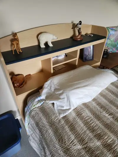 Twin size bookcase headboard bed, View more