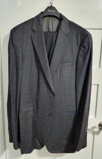 Harry Rosen Men's Charcoal Windowpane Wool Suit Jacket w/pants