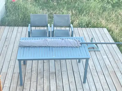 Deck Chairs Set of Six , Table and Umberella , View more