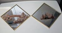 Fancy Framed Wall Mirrors 12x12 Hanging - 2pcs