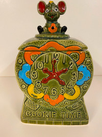 Vintage Cookie Time Mouse Clock Ceramic Cookie Jar (Japan)