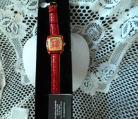 JOAN RIVERS CLASSIC RED WATCH RHINESTONES  RED LEATHER STRAP NEW