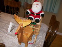 Santa On a Real Wooden Sled CHRISTMAS