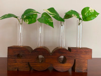 "ROOT" Plant Propagation Wood Stand with 4 Vials - NEW