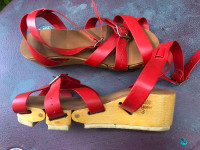 Vintage 1950’s FLEXICLOGS: Articulated Wooden Sole Sandals