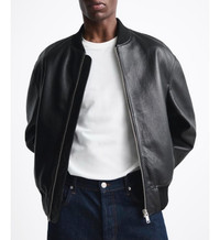 Zara men 100% vrai cuir real leather biker jacket coat manteau