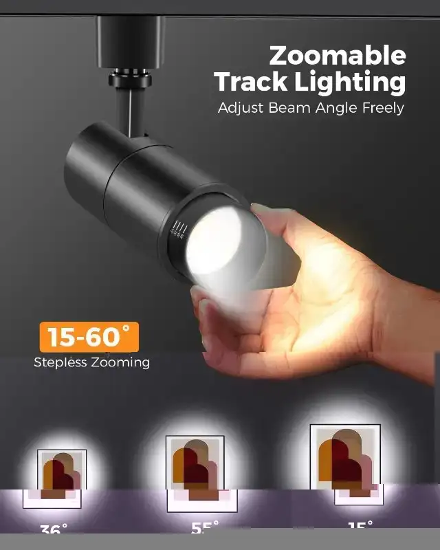 VANoopee 3-Color Zoom 10W LED Track Lighting Heads H Type (4 PK) in General Electronics in Burnaby/New Westminster - Image 11