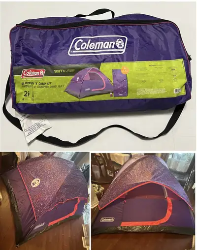 COLEMAN - KIDS / YOUTH PINK AND PURPLE SLEEPOVER N’ CAMP TENT , View more