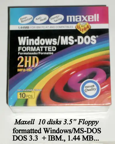 Sony introduced the 2-HD 3.5” floppy disk 1986 and ended making floppies in 2011. This Maxell model...