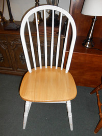 Solid wood chair with white back