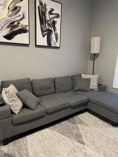 Grey 4-Seater Sectional Sofa – Barely Used!, View more
