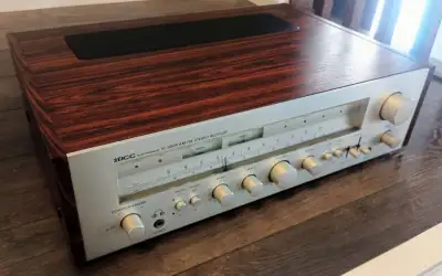 Vintage stereo receiver in working condition., View more