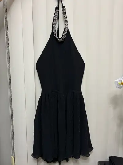 Black Jewel Neckline Halter Dress (xs), View more