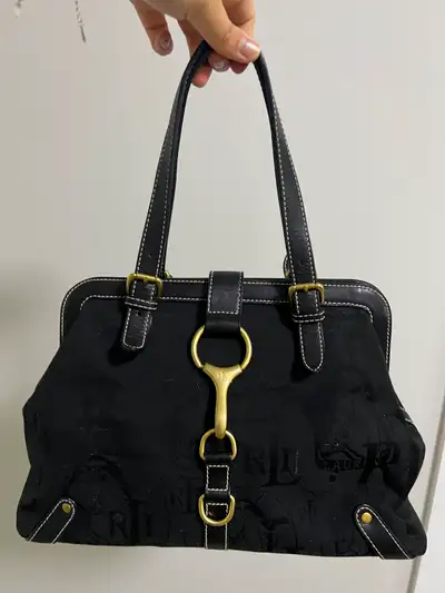 Black Ralph Lauren Purse with Gold Detailing in Great Condition!