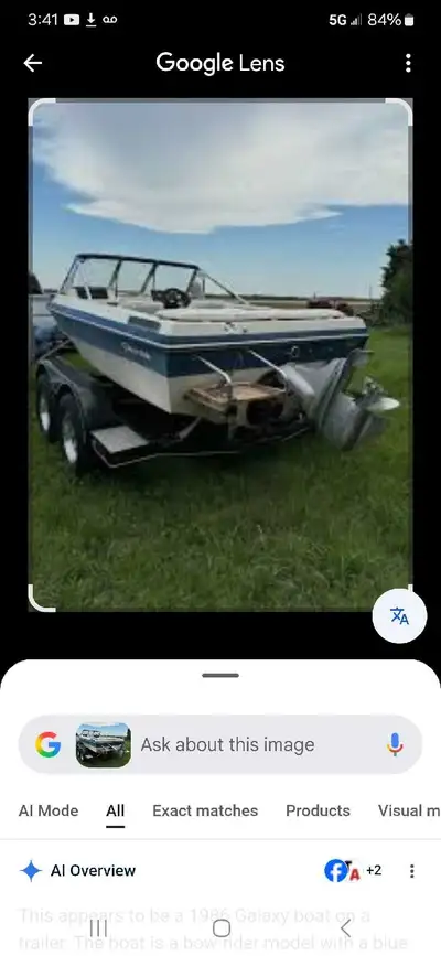 Make an offer Looks similar to the pic 20' 1986 galaxy 170 hp merc 4cyc with trailer. Been out of th...